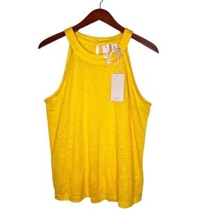 JOIE NWT Sleeveless Racerback Linen Top Size Large in Golden Yellow